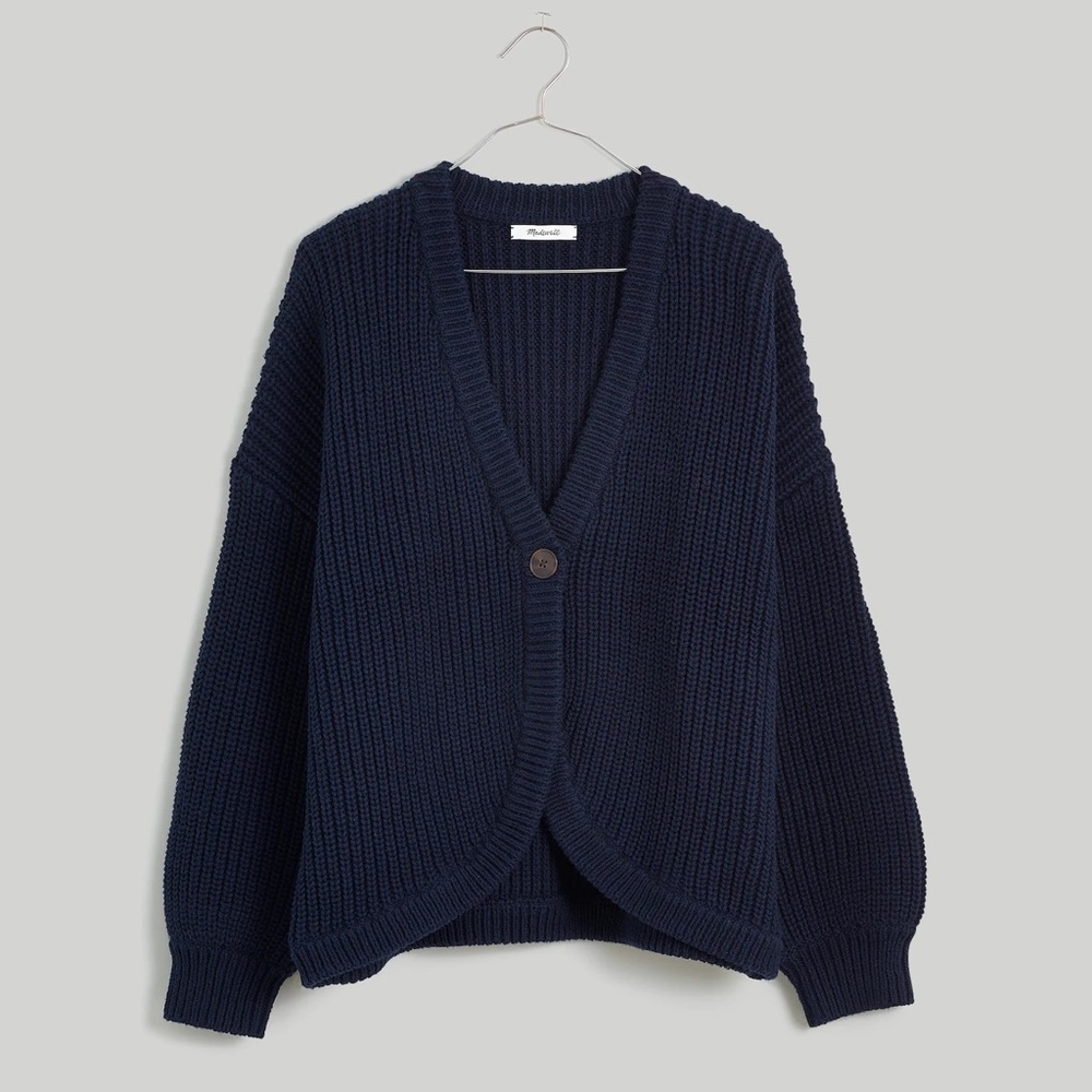 Madewell Shirttail Cardigan Sweater, Deep Indigo, M, NWT